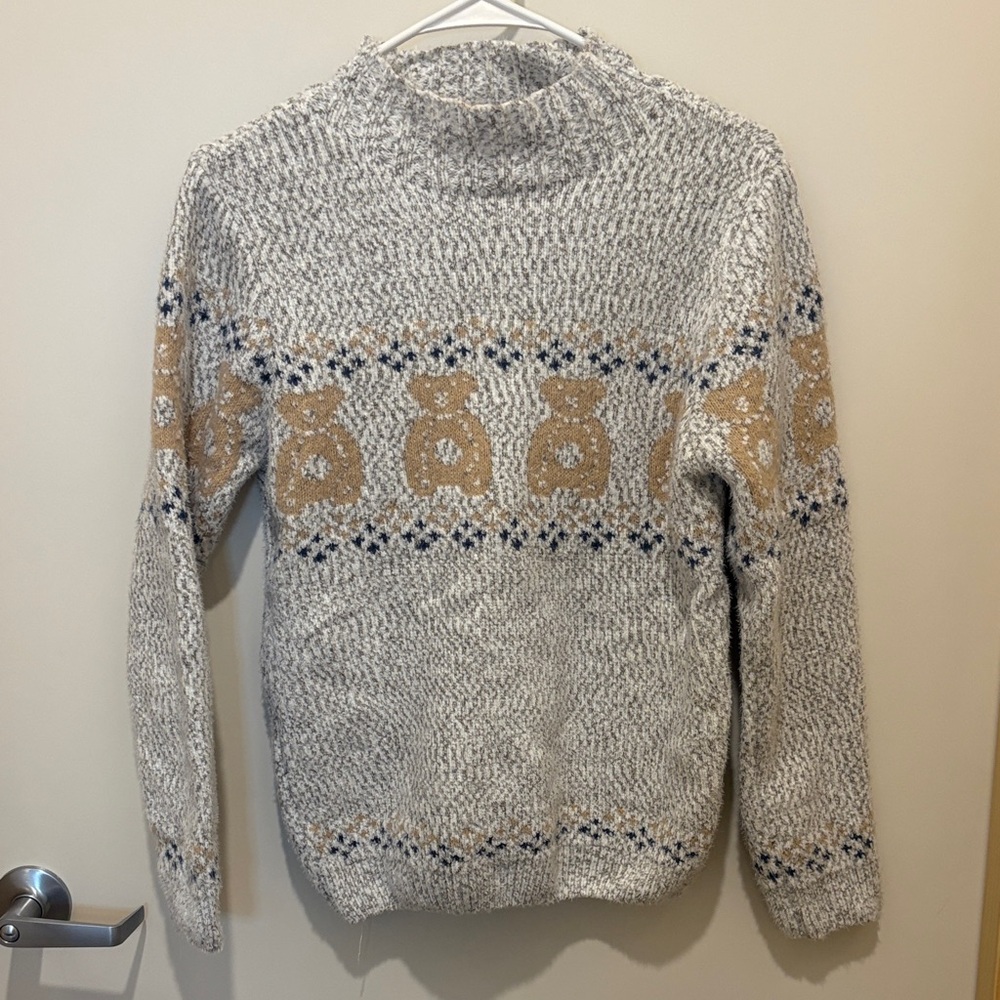Gray and Tan Bear Sweater